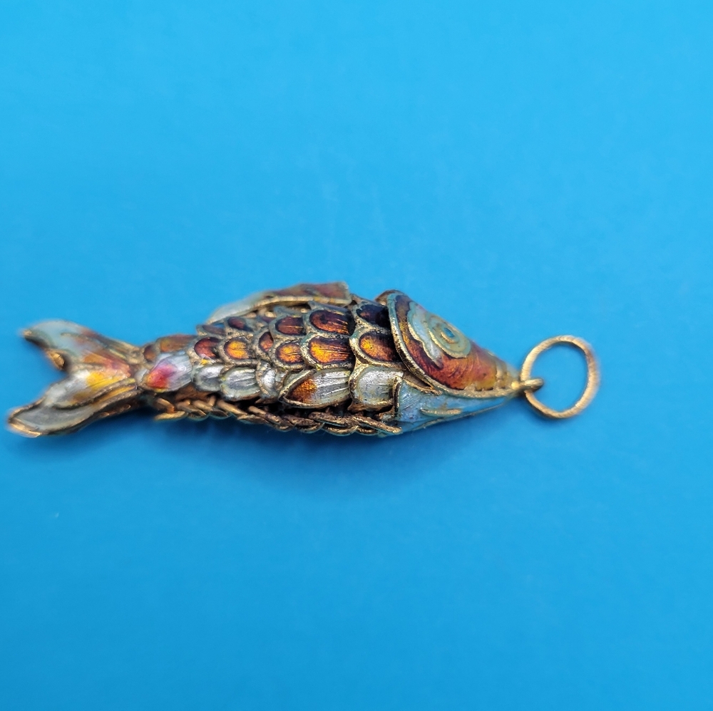 Colorful Vintage Asian Fish Pendant